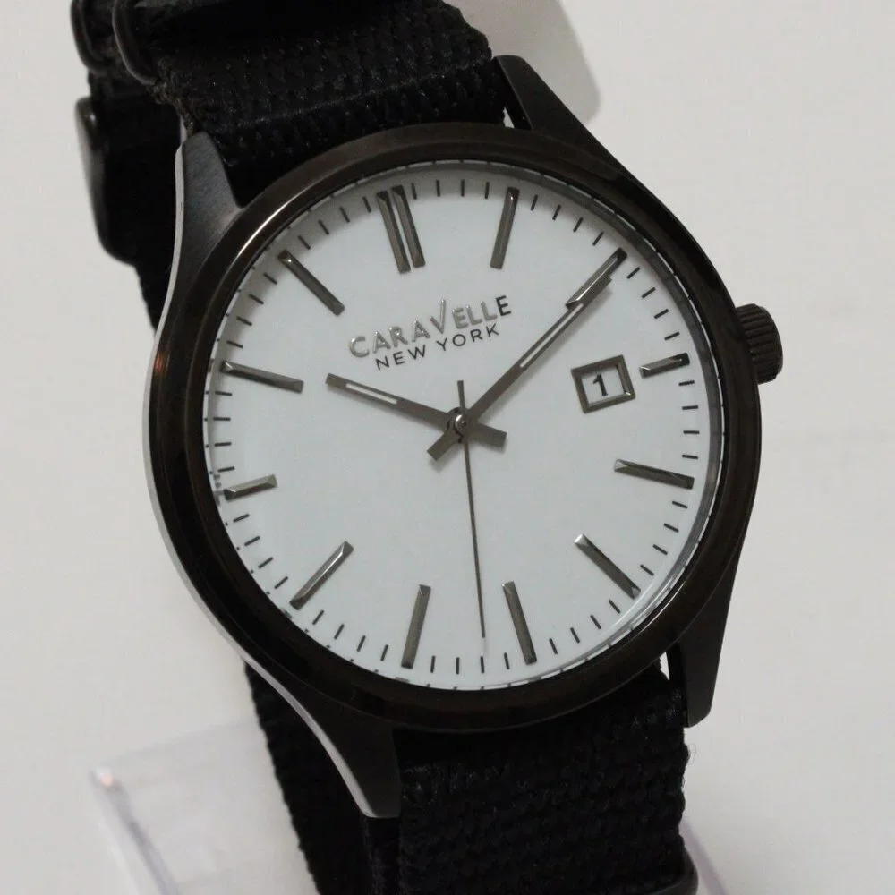 Caravelle Men's Quartz Field Watch By Bulova Black NATO Strap Black Case 41mm